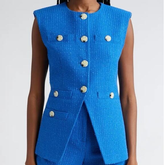 Veronica Beard Jackets & Blazers - Veronica Beard Tamara Tailored Hourglass Blazer Vest Blue Tweed 14 Office